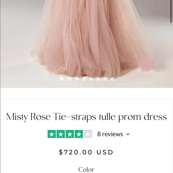 Blush pink full length tulle gown, size XS! - Picture 3 of 5